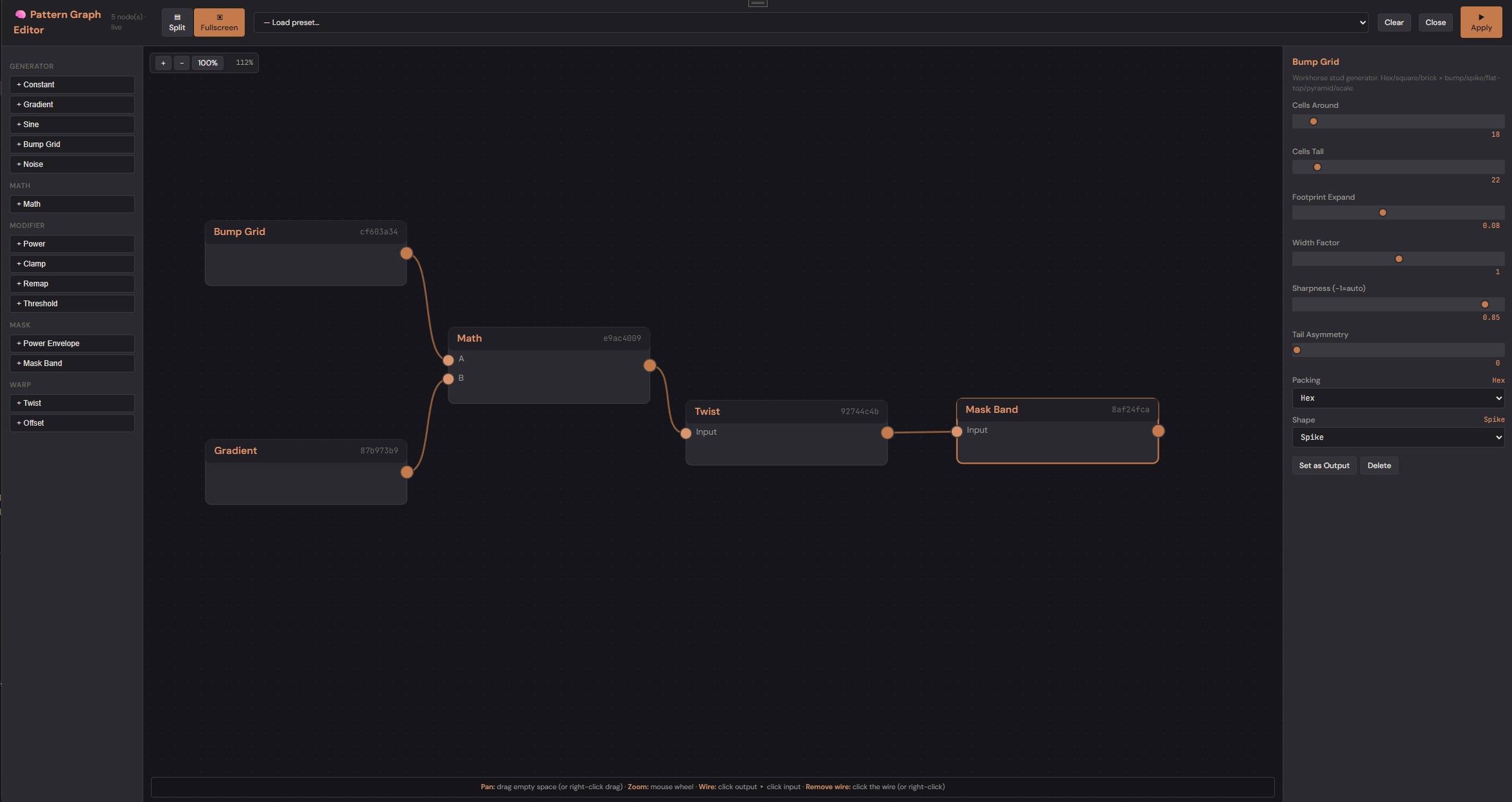 Pattern Graph Editor — fullscreen