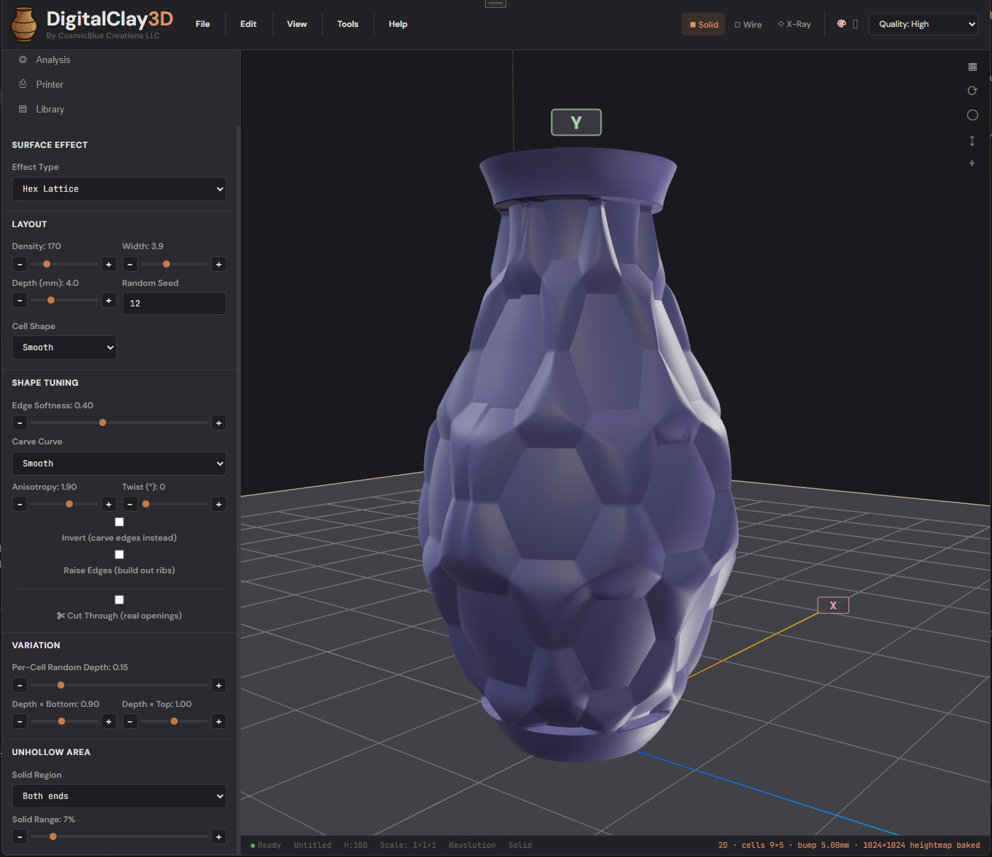 Effects tab — Hex Lattice