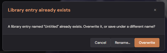 Save to Library — Overwrite / Save as new / Cancel