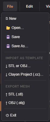 Clayon import — file picker + status notice
